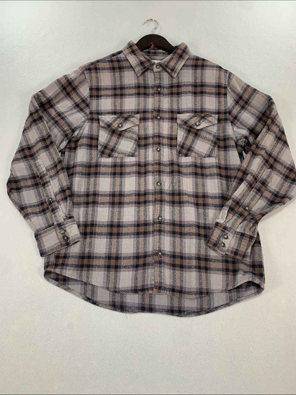 Field & Stream Plaid flannel Button-Down Shirt in Beige, Brown and Gray